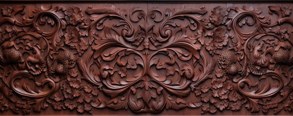Rich antique carved wood design, textured background