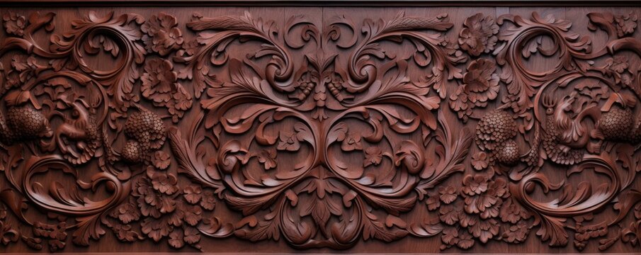Rich antique carved wood design, textured background