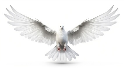 White Pigeon Isolated on the Minimalist Background. Peace, Divine, Love, Fertility Concept
