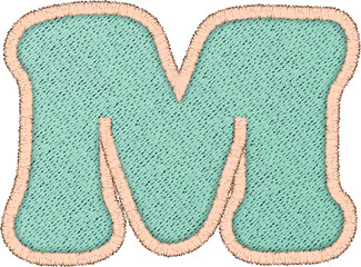 Stitch alphabet, patchwork letter M uppercase.