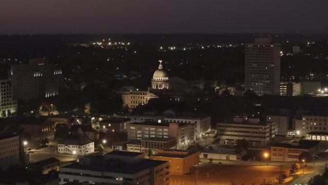 Night view of the Mississippi Capital in the city of Jackson
