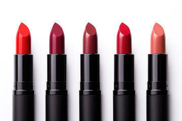 Obraz premium red shades of lipsticks isolated on white background