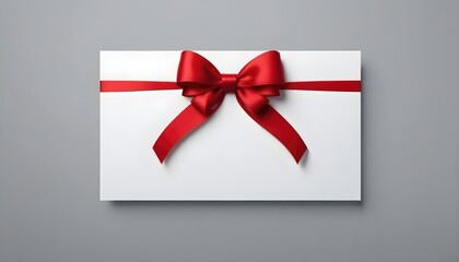 An envelope with a blank gift card, with a decorative red bow, to complete.