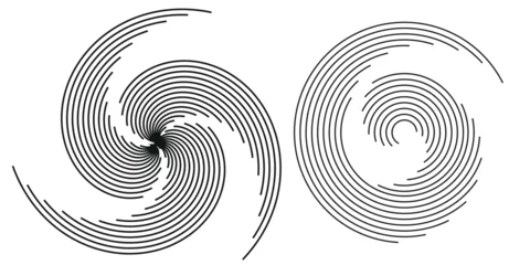 Foto op Plexiglas Set of two radial hypnotic spirals, on transparent background © Sonia