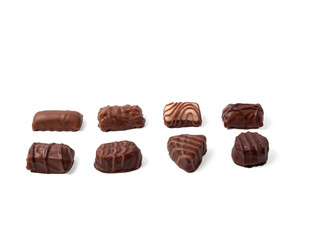 Chocolate candies on a transparent PNG background. Chocolate candies close-up.