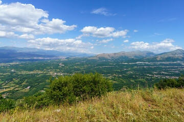 Fototapeta na wymiar Summer landscape along the road Provinciale Amiternina, Abruzzo, Italy