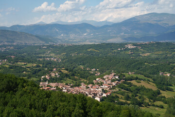 Fototapeta na wymiar Summer landscape along the road Provinciale Amiternina, Abruzzo, Italy
