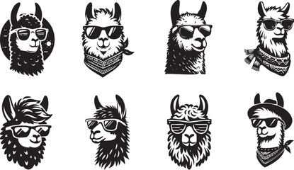 Cool Llama With Sunglasses Funny Llama Illustration
