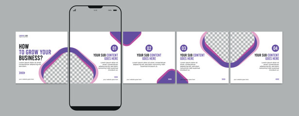 Set of Linkedin Carousel Post, editable social media Instagram carousel post, modern and creative business carousel post template, eps 10 © Graphaxil