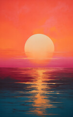 sunset over the sea painting