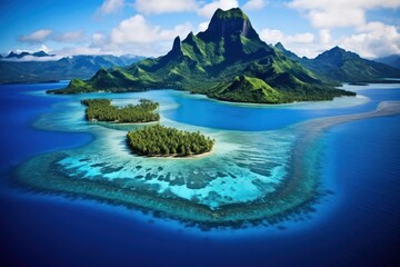Beautiful floating south pacific islands - obrazy, fototapety, plakaty