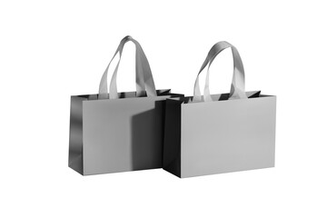 Gray paper matt shopping bag mockup with gray handles