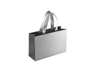 Gray paper matt shopping bag mockup with gray handles