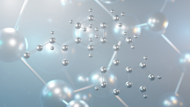 tofacitinib molecular structure, 3d model molecule, disease-modifying antirheumatic drugs, structural chemical formula view from a microscope