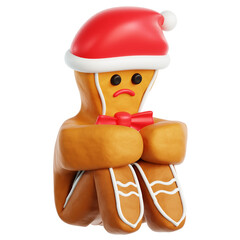 Gingerbread Man Sad 3D Illustration