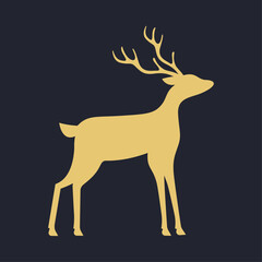 Silhouette of a golden deer in vector. Isolated silhouette of a deer in vector. Deer in flat style.