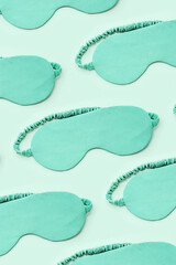 Minimal pattern from silk sleep masks. Turquoise colored eye masks for best sleepers, for travel,...