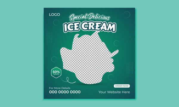 Delicious ice cream social media post banner design template and Social media post banner vector.