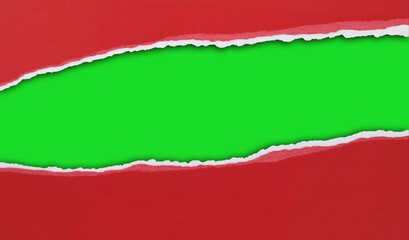 Ripped red and green paper