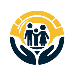 Family Flat Icon Blue and yellow. Vector Graphic