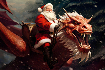Santa Claus riding a fabulous dragon6