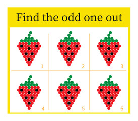 Puzzle game for kids. Task for development of attention and logic. Cartoon strawberry.