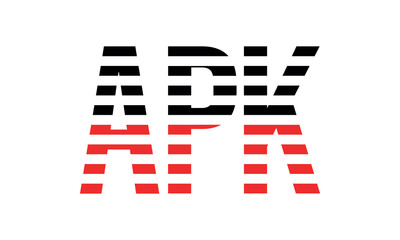 APK three initial letter iconic line negative space minimal logo design vector template. monogram, abstract, wordmark, business, typography, minimalist, brand, company, flat, modern, unique, simple