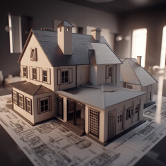Real Estate Investing, Model House Rising From Floorplan