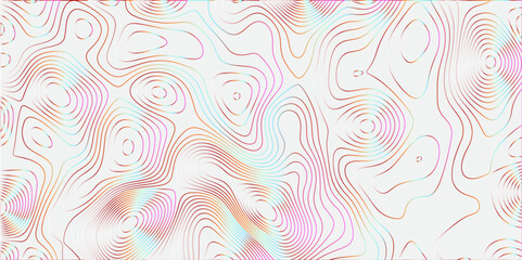 Abstract white colorful gradient Topographic line map pattern background. Contour elevation topographic and textured Background Modern design with White background with topographic wavy patte.