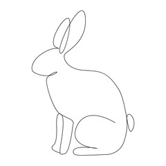 Rabbit animal one line drawing art outline pro vector illustration and minimalistic