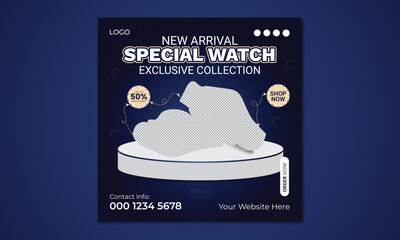 Smart watch sale social media post design  post banner template vector.