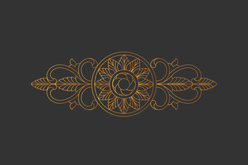 Gold rococo ornament. Retro baroque decoration element with flourishes calligraphic. You can use for wedding decoration of greeting card and laser cutting