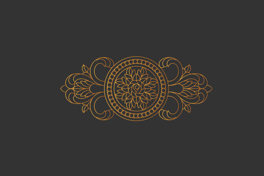 Gold rococo ornament. Retro baroque decoration element with flourishes calligraphic. You can use for wedding decoration of greeting card and laser cutting