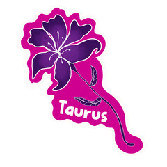 Taurus horoscope flower sticker art illustration design
