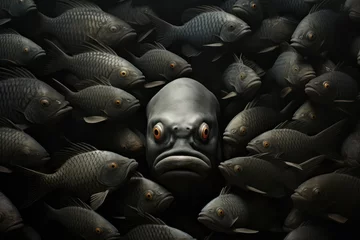 Fotobehang black fish - diversity concept, racism and isolation © Celina
