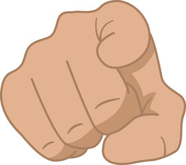 The gesture of a Hand Pointing a Finger at You. Cartoon Index Finger. Human Hand Icon. Vector illustration.
