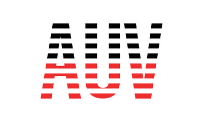 AUV three initial letter iconic line negative space minimal logo design vector template. monogram, abstract, wordmark, business, typography, minimalist, brand, company, flat, modern, unique, simple