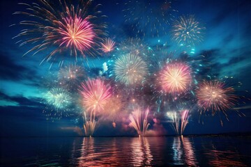 colorful fireworks in the night sky background