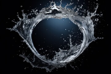 Circle Water - Round Splash On Black Background 