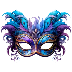 Deurstickers Mardi gras mask with feathers isolated on white background © Antonio