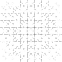 Puzzles grid template 9x9. Jigsaw puzzle pieces, thinking game and jigsaws detail frame design. Business assemble metaphor or puzzles game challenge vector.