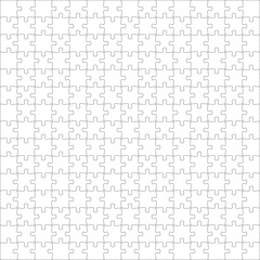 Puzzles grid template 15x15. Jigsaw puzzle pieces, thinking game and jigsaws detail frame design. Business assemble metaphor or puzzles game challenge vector.