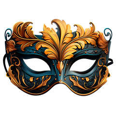 Carnival mask with golden ornament isolated on white background