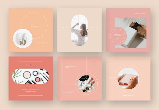 Feminine Layouts For Social Media With Geometrical Shapes