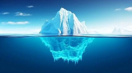 Beautiful cold iceberg with sunset - obrazy, fototapety, plakaty