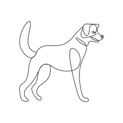 Cute dog pet animal continuous one line art outline silhouette simple drawing vector illustration here