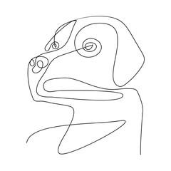 Cute dog pet animal continuous one line art outline silhouette simple drawing vector illustration here