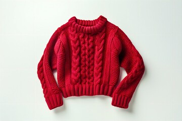 red knitted sweater on white background