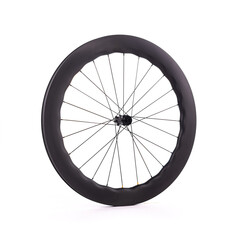 Carbon bicycle wheels. Competition bike