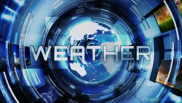 Weather Forecast Report Opening Intro. HUD with Text And Videos. Breaking News, Communication, Danger Notification.  News Station Broadcasting. All videos included in my portfolio.